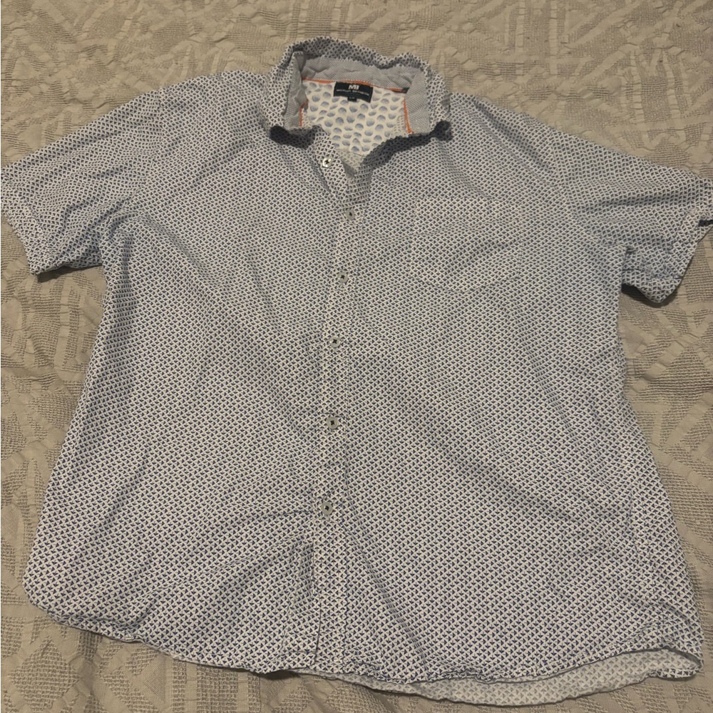 Michael Brandon Los Angeles Button Down Shirt Adult Large Short Sleeve Slim Fit